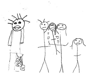 Image of a child's drawing depicting detention